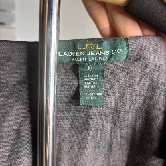 Lauren Ralph Lauren LRL Floral Ruffle Black Top Women’s XL Whimsigoth Cotton - Picture 3 of 3